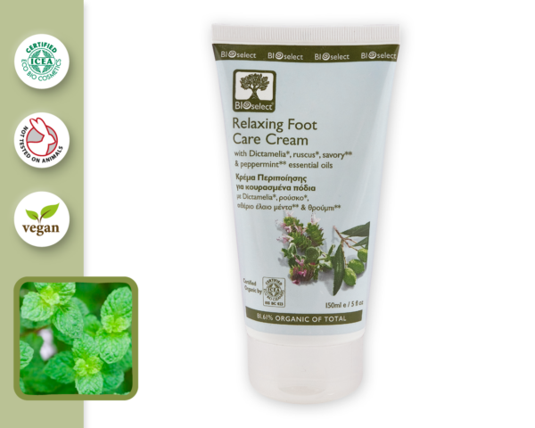 Relaxing Foot Care Cream With Dictamelia, Ruscus, Savory & Peppermint- BioSelect-804