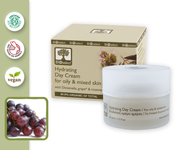 Hydrating Day Cream For Oily & Mixed Skin With Dictamelia, Grape & Rosemary - BioSelect-45
