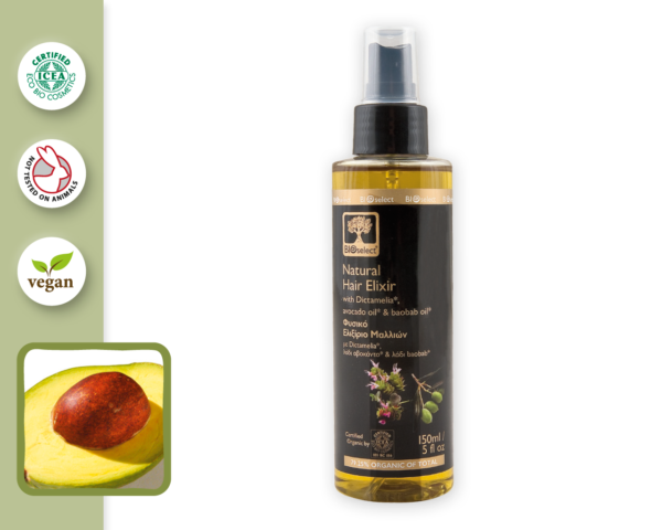 Natural Hair Elixir with Dictamelia, Avocado oil & Baobab oil - BioSelect-132