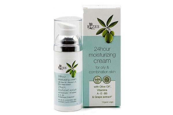 24hour Moisturizing Cream For Oily & Combination Skin With Olive Oil, Vitamins A, E, B5 & Grape Extract - Rizes-0