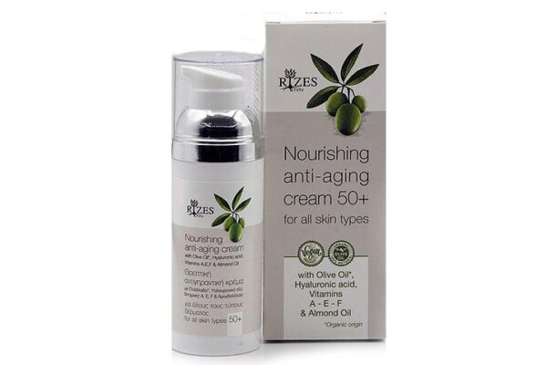 Anti-aging Cream For All Skin Types 50+ With Olive Oil, Hyaluronic Acid, Almond Oil & Vitamins A, E, F - Rizes-0