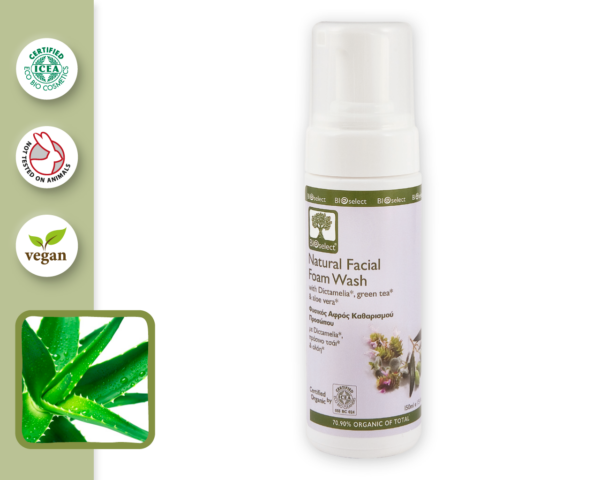 Natural Facial Foam Wash With Dictamelia, Green Tea & Aloe Vera - BioSelect-801