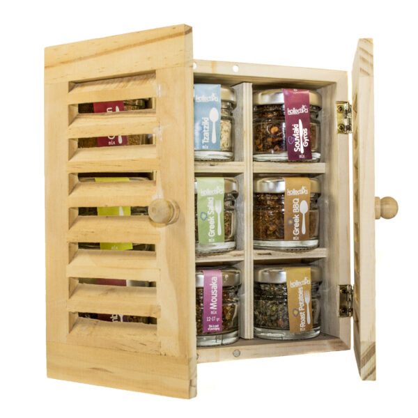 Wooden Shutter With Greek Cuisine Spices Set-746