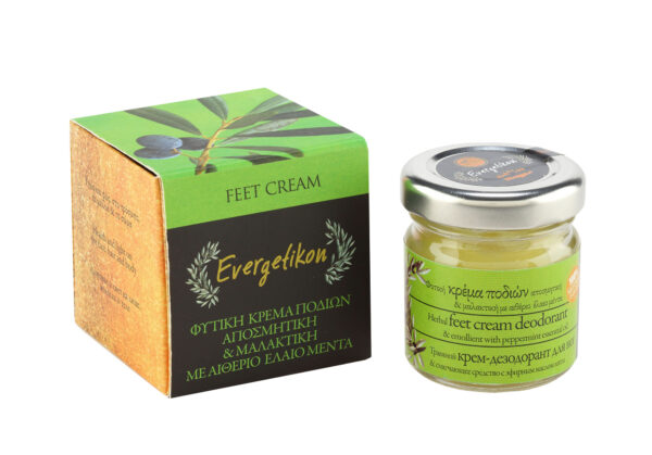 Herbal Foot Cream Deodorant & Emollient With Peppermint Essential Oil (40ml) - Evergetikon-0
