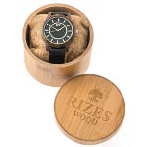 Wooden Sandalwood Watch With Black Leather Strap - Rizes Wood-0