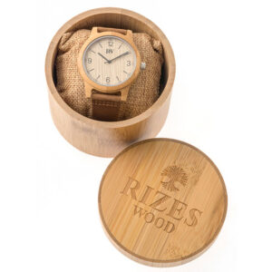 Wooden Bamboo Watch With Brown Leather Strap - Rizes Wood-0